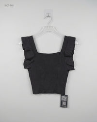 CUT LABEL (WCT-592) Ruffled Ribbed Crop Top
