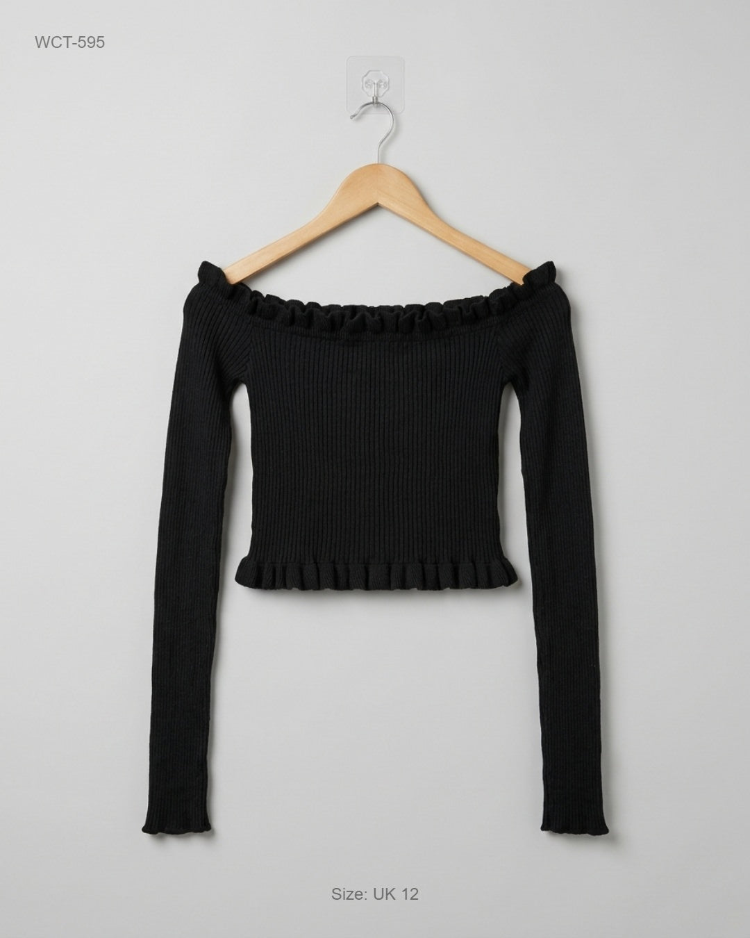ASOS Black Off-the-Shoulder Ribbed Crop Top buy preloved clothing online Pakistan