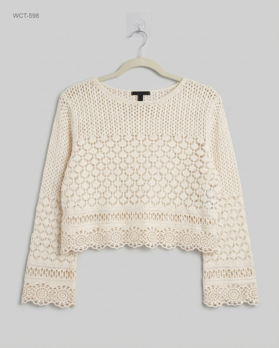 CUT LABEL OffWhite Crochet Crop Top buy preloved clothing online Pakistan