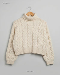 TU (WCT-600) Cable-Knit Turtleneck Sweater