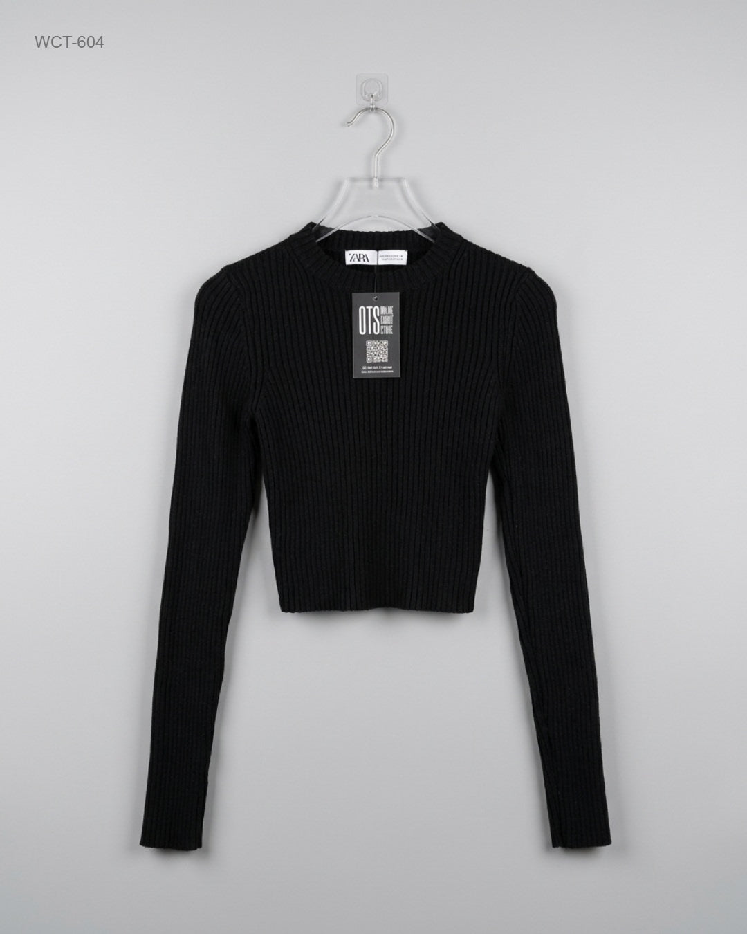 Zara Black Ribbed Crop Top buy preloved clothing online Pakistan