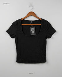 SHEIN (WCT-606) Ribbed Scoop Neck Crop Top