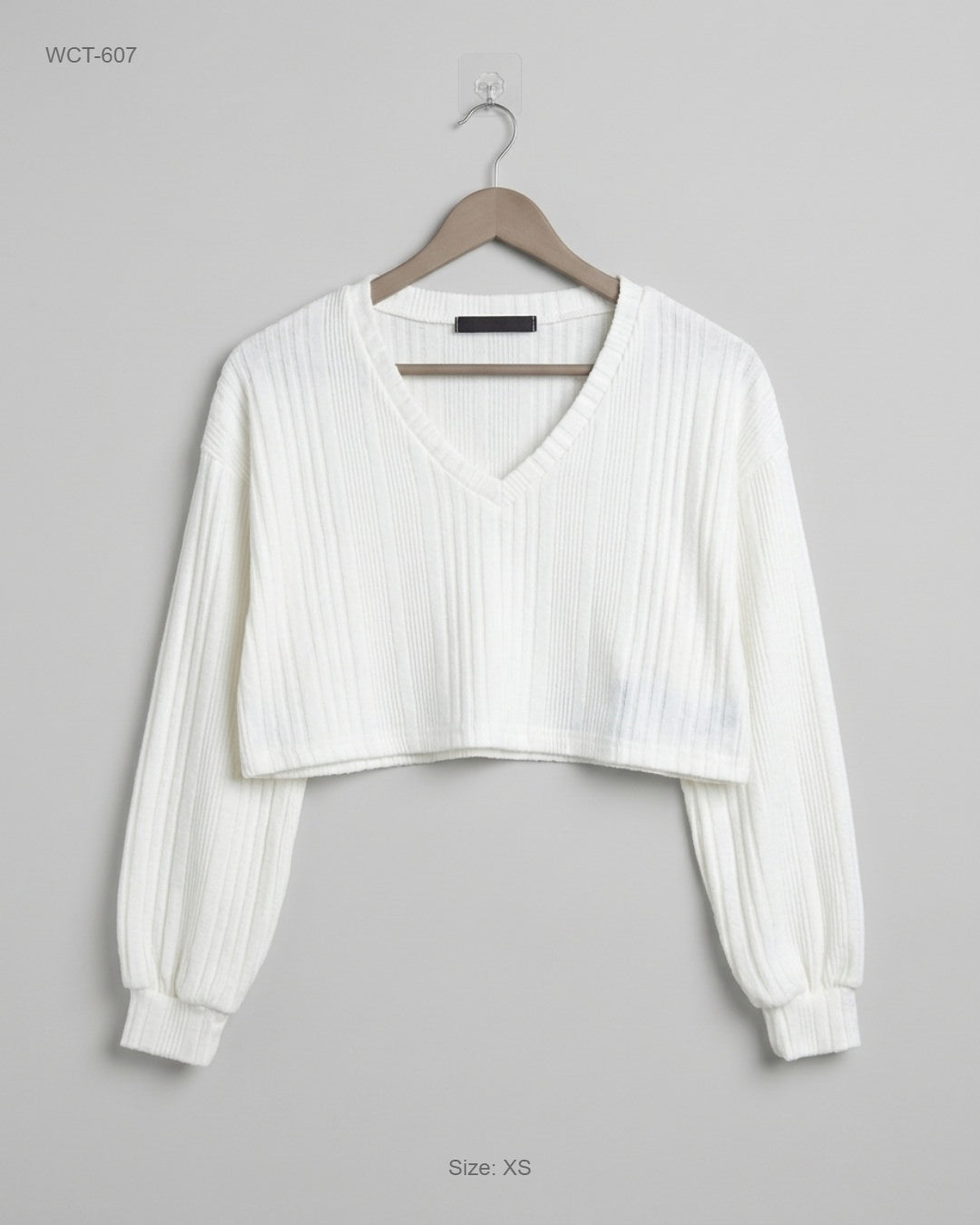 SHEIN (WCT-607) Cropped V-Neck Ribbed Top