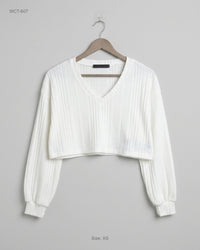SHEIN (WCT-607) Cropped V-Neck Ribbed Top