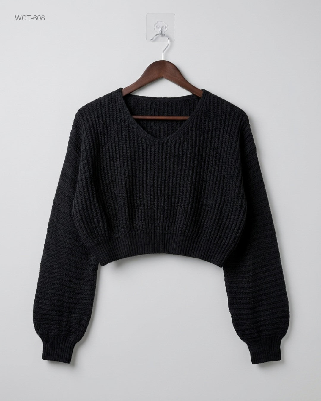 CUT LABEL Black Cropped Knit Sweater buy preloved clothing online Pakistan