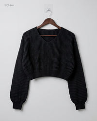 CUT LABEL (WCT-608) Cropped Knit Sweater