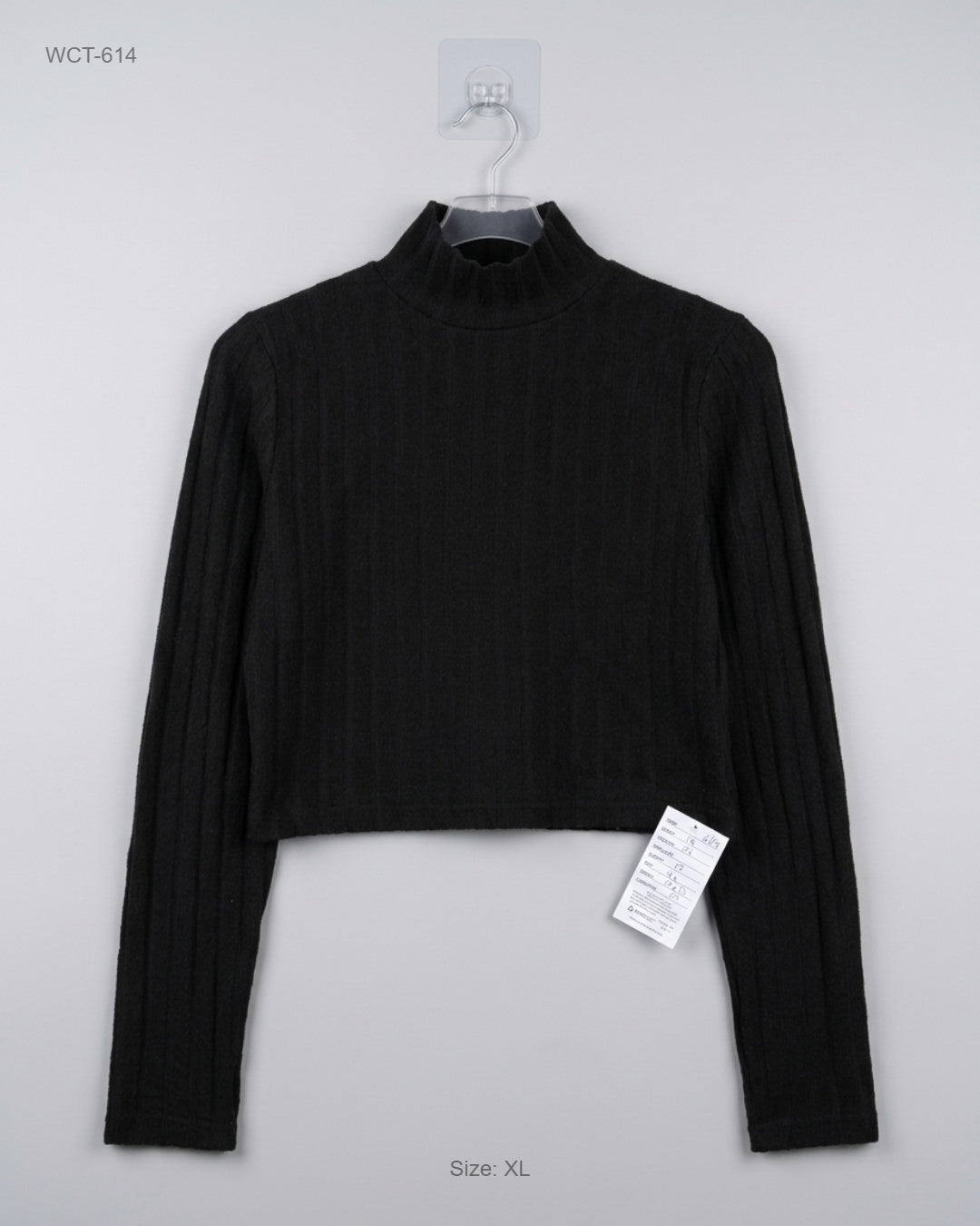 CUT LABEL (WCT-614) Ribbed Mock-Neck Crop Top