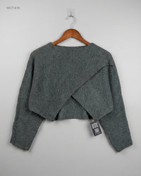 CUT LABEL (WCT-618) Cropped Wrap-Style Sweater