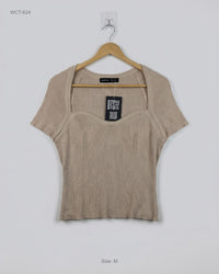 SHEIN (WCT-624) Short Sleeve Ribbed Knit Top