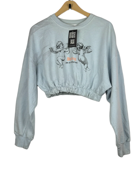 Winter Crop Tops | Bershka | Preloved Branded | Ice Blue Cotton | Good | OTS Thrift Store Peshawar Pakistan