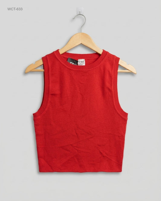 Anko Red Knitted Sleeveless Crop Top buy preloved clothing online Pakistan