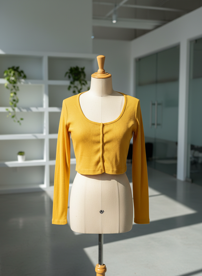 Yellow Winter Crop Tops by PRETY LITTLETHING (WWCT-65)