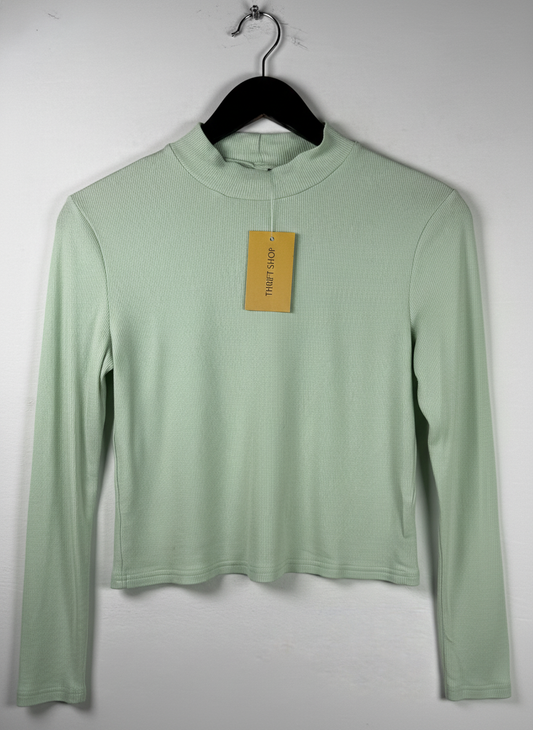 Secondhand Branded Winter Crop Tops by H&M, LIGHT GREEN VISCOSE fabric, PREMIUM condition, for Women - Online Thrift Shop Lahore Pakistan