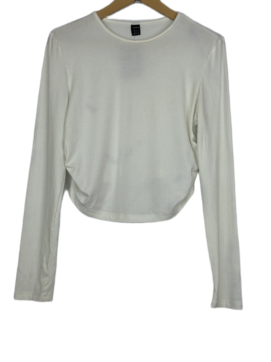 Preloved Excellent Winter Crop Tops by Shein, White Polyester for Women - OTS Thrift Shop Islamabad Pakistan
