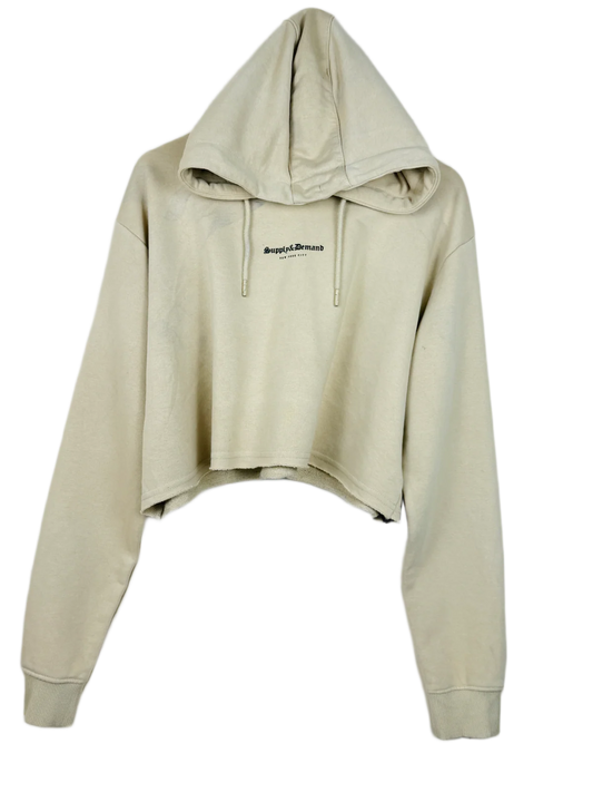Preloved Excellent Winter Crop Tops by Supply And Demand®, Khaki Cotton for Women - OTS Thrift Shop Islamabad Pakistan