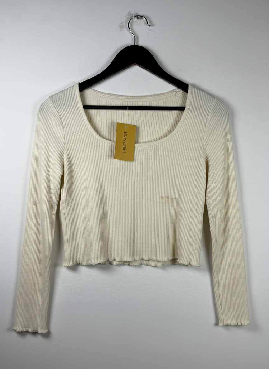 GOOD Condition Winter Crop Tops | Preloved UNKNOWN | WHITE VISCOSE | Thrift Shop for Women Peshawar Pakistan | OTS