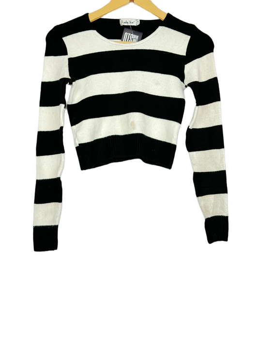 Secondhand Branded Winter Crop Tops by Lady Ice, Black & White Polyester fabric, Excellent condition, for Women - Online Thrift Shop Karachi Pakistan