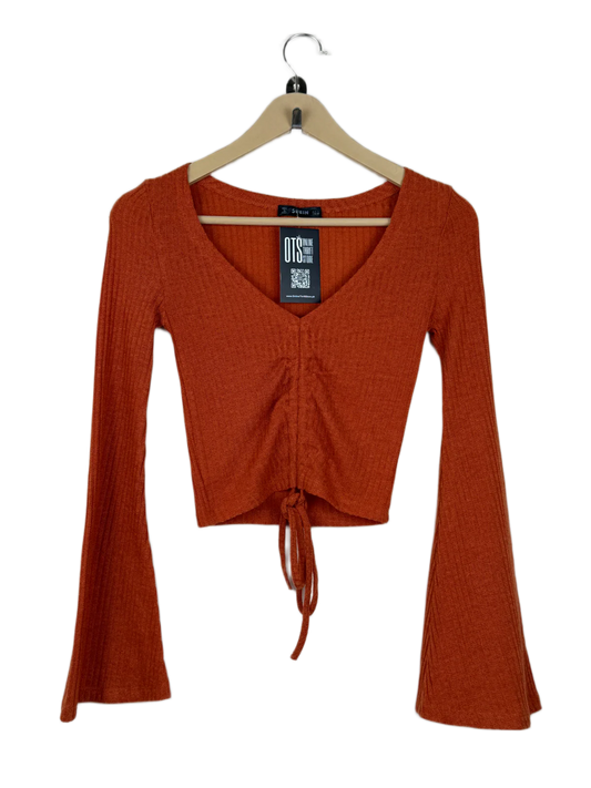 Secondhand Branded Winter Crop Tops by Shein, Rust Polyester fabric, Premium condition, for Women - Online Thrift Shop Islamabad Pakistan