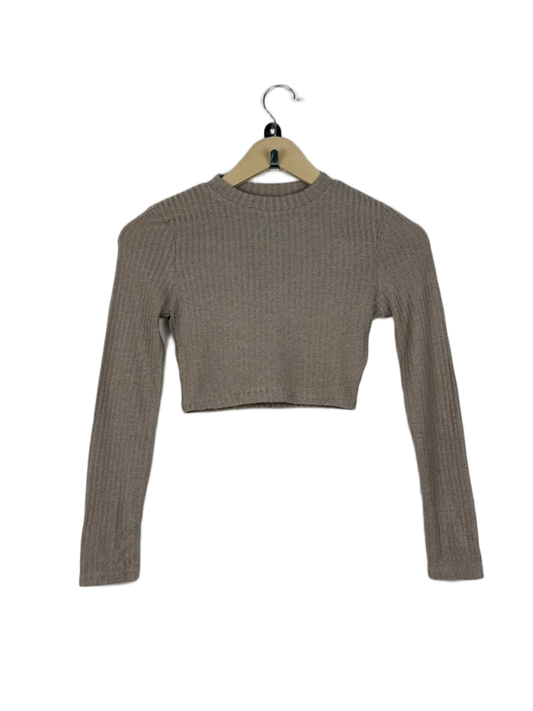 Preloved Premium Winter Crop Tops by Shein, Khaki Polyester for Women - OTS Thrift Shop Lahore Pakistan