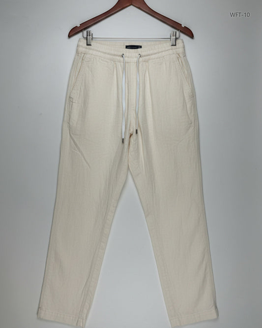 Preloved Premium Women Flapper Trouser by Marks & Spencer, Beige Cotton for Womens - OTS Thrift Shop Islamabad Pakistan