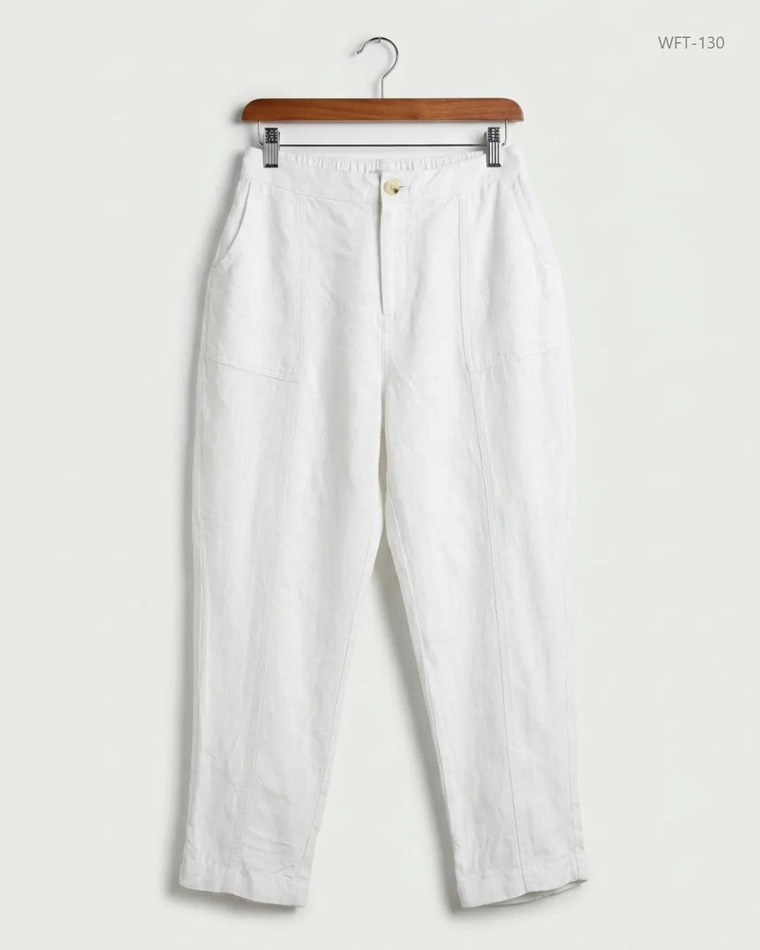 UK Imported secondhand Women Flapper Trouser - HALSTON brand, White Cotton, Premium condition, for - Online Thrift Store Lahore Pakistan