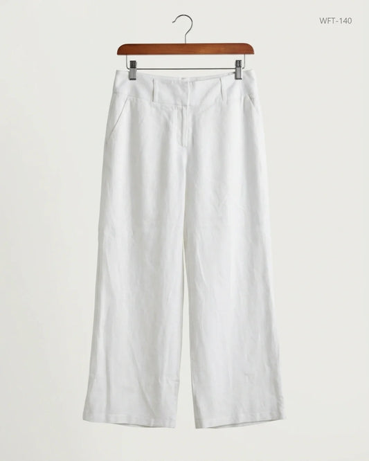 Preloved Premium Women Flapper Trouser by RELAXED, White viscose for - OTS Thrift Shop Karachi Pakistan