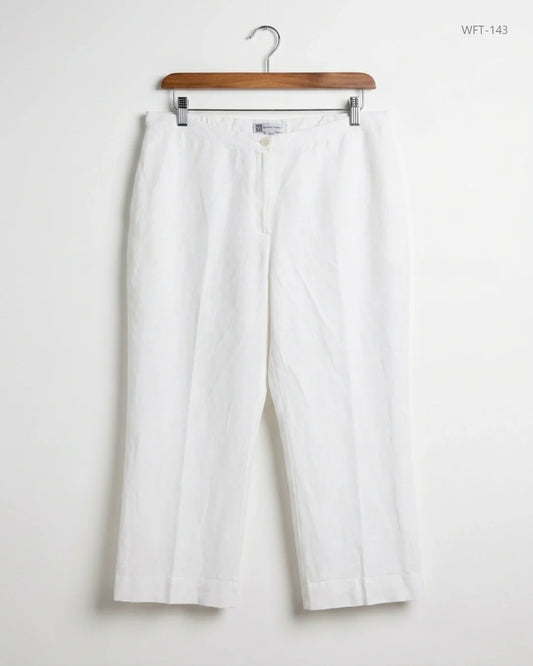 Preloved Premium Women Flapper Trouser by JOANNA HOPE, White Viscose for - OTS Thrift Shop Islamabad Pakistan