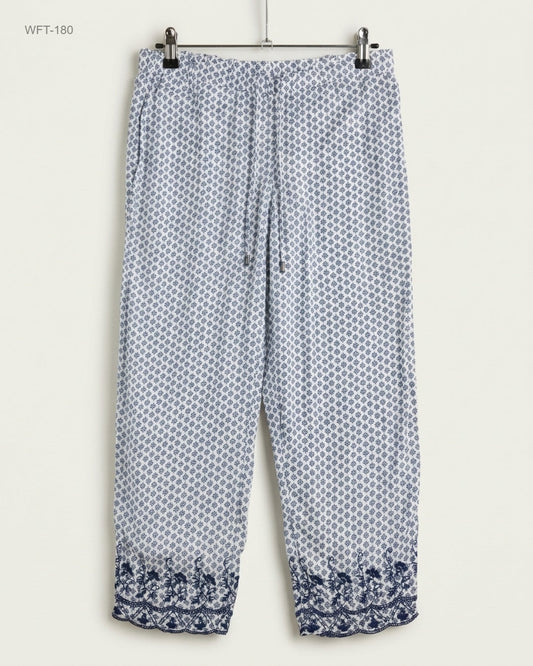 UK Imported secondhand Women Flapper Trouser - Marks & Spencer brand, Blue Cotton, Excellent condition, for - Online Thrift Store Lahore Pakistan