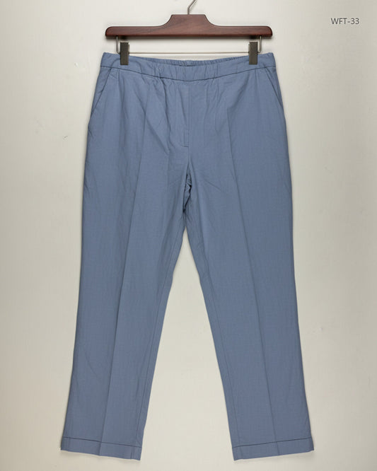 Women Flapper Trouser | ET-VOUS | Preloved Branded | SkyBlue Cotton | Premium | OTS Thrift Store Karachi Pakistan