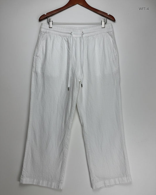 Preloved Premium Women Flapper Trouser by Marks & Spencer, White Viscose for Womens - OTS Thrift Shop Peshawar Pakistan