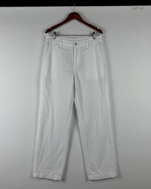 Premium Condition Women Flapper Trouser | Preloved Joannahope | White Cotton | Thrift Shop for Womens Karachi Pakistan | OTS