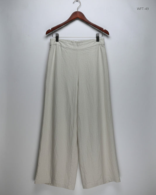Women Flapper Trouser | Parfois | Preloved Branded | OffWhite Cotton | Premium | OTS Thrift Store Karachi Pakistan