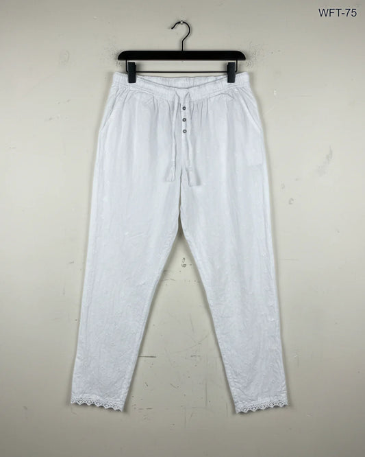 Premium Condition Women Flapper Trouser | Preloved LOVE TO LOUNGE | White Cotton | Thrift Shop for Womens Karachi Pakistan | OTS