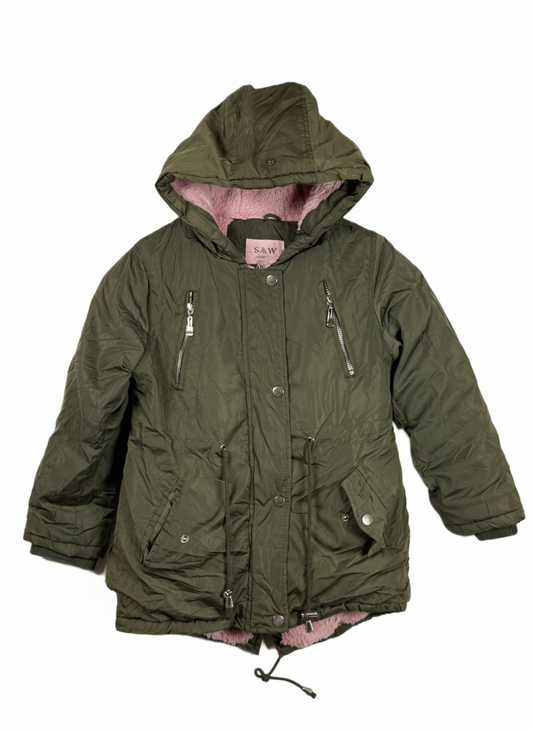 UK Imported secondhand Girls Jackets - S&W brand, GREEN POLYSTER, PREMIUM PLUS condition, for GIRLS - Online Thrift Store Karachi Pakistan