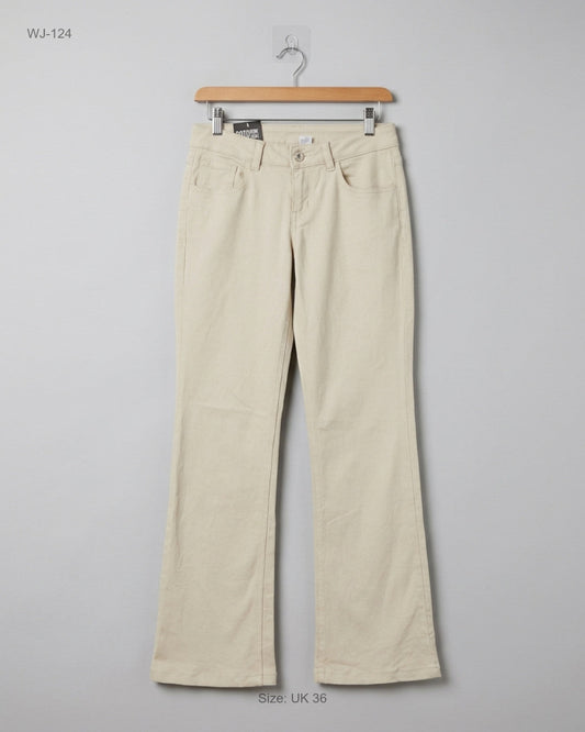UK Imported secondhand Women Jeans - H&M brand, Beige Cotton, Premium condition, for - Online Thrift Store Lahore Pakistan