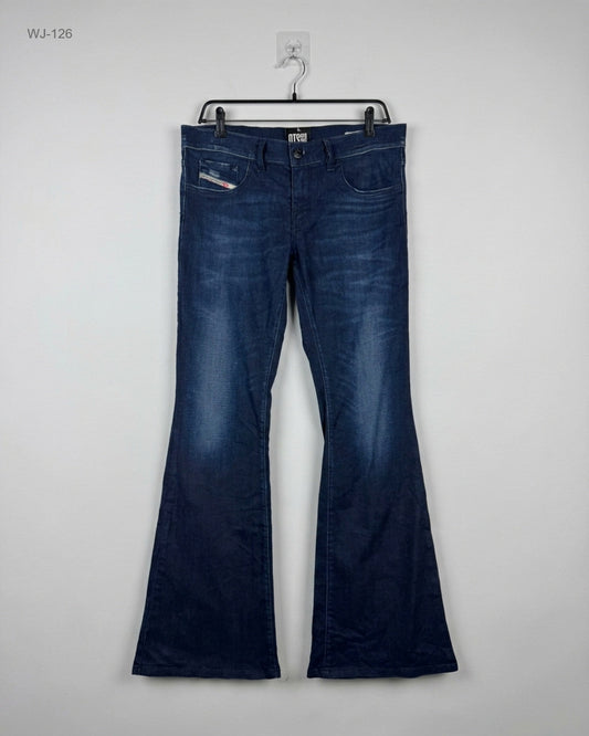 UK Imported secondhand Women Jeans - Livier-flare brand, Dark Blue Cotton, Premium condition, for - Online Thrift Store Islamabad Pakistan