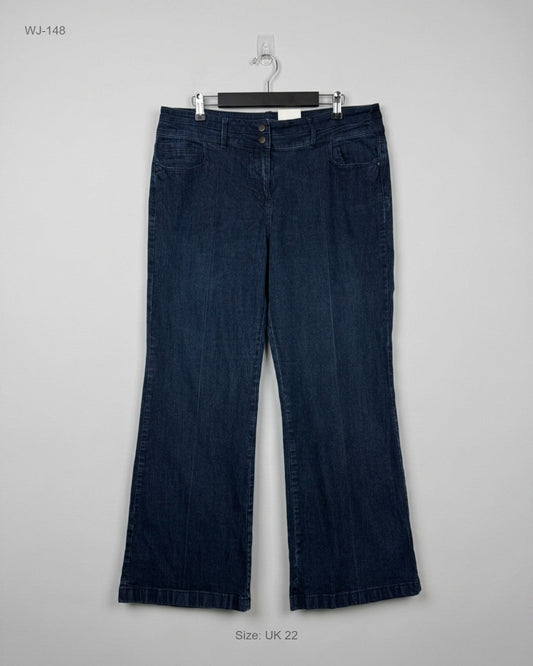 Women Jeans | CUT LABEL | Preloved Branded | Dark Blue Cotton | Premium | OTS Thrift Store Peshawar Pakistan