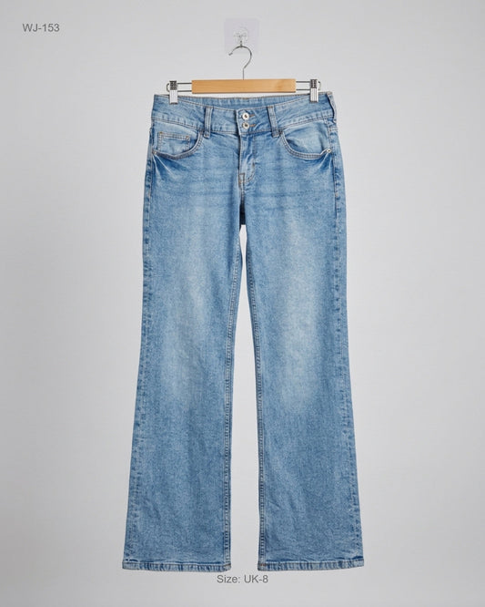 Secondhand Branded Women Jeans by H&M, SKY BLUE Cotton fabric, Premium condition, for - Online Thrift Shop Lahore Pakistan
