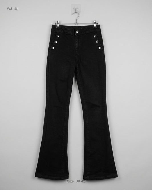 Women Jeans | CUT LABEL | Preloved Branded | Black Cotton | Premium | OTS Thrift Store Islamabad Pakistan