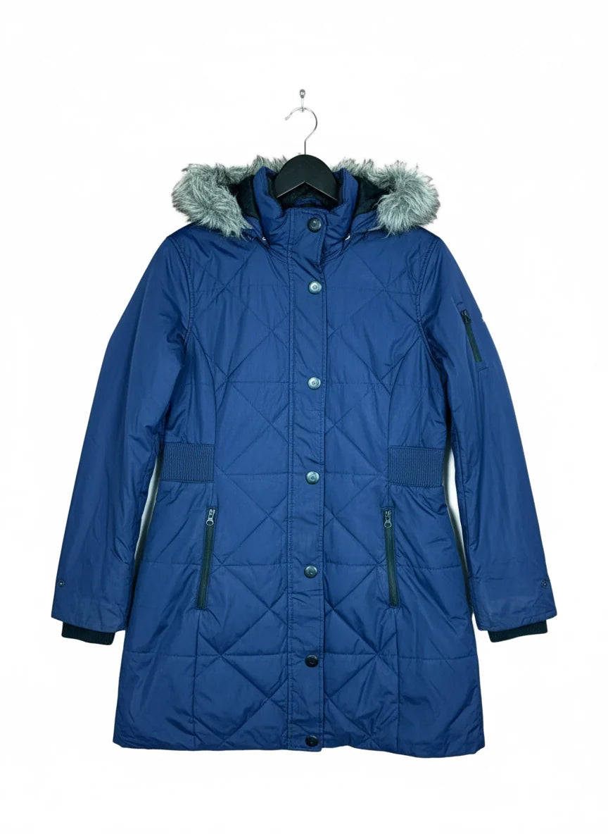 Shop Excellent Bomber & Puffer Jackets by Hawke & Co | Preloved Branded Clothes | Navy Blue Polyester | Women | OTS Thrift Store Lahore Pakistan