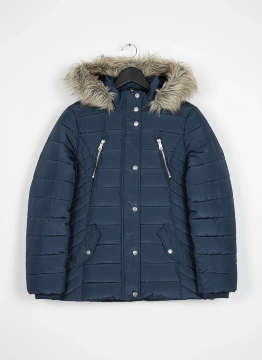 Premium Plus Condition Bomber & Puffer Jackets | Preloved F&F | Navy Blue Polyester | Thrift Shop for Women Lahore Pakistan | OTS