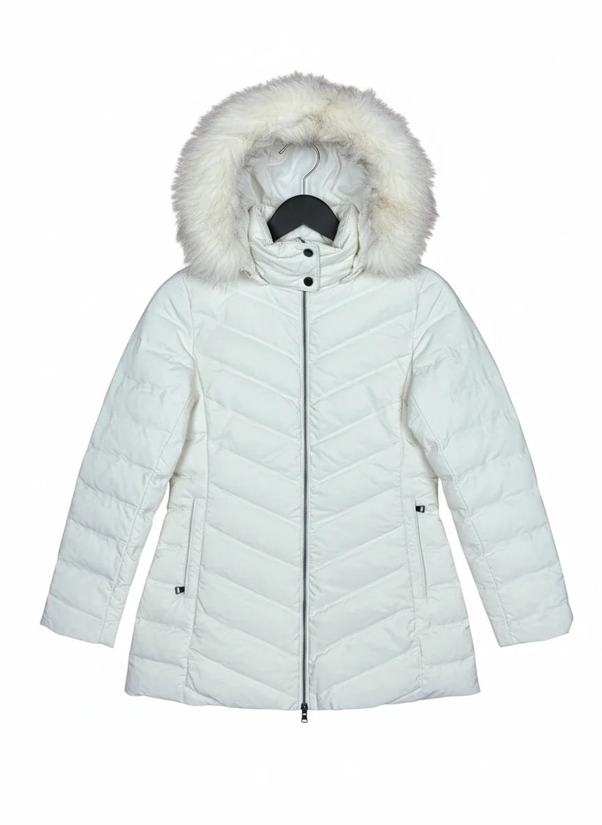 Secondhand Branded Bomber & Puffer Jackets by Zara, Off White Polyester fabric, Premium Plus condition, for Women - Online Thrift Shop Lahore Pakistan