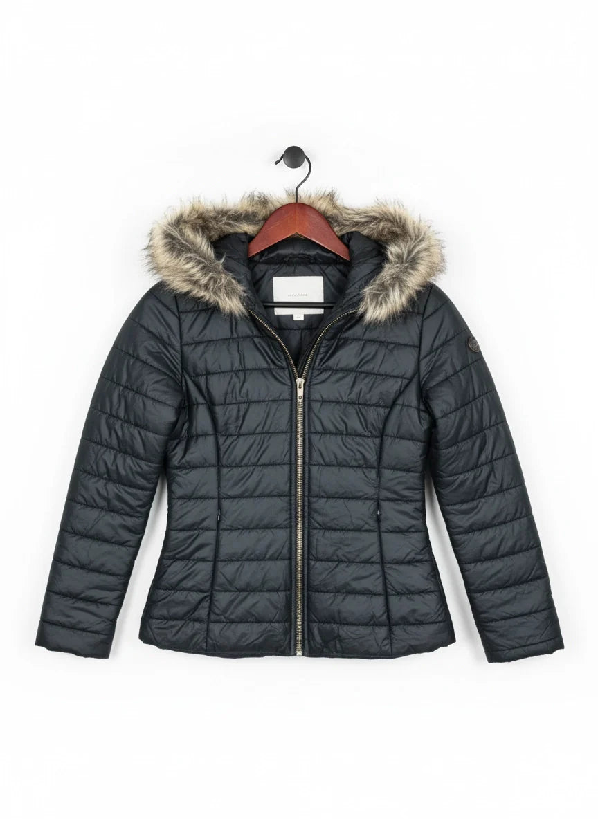 Preloved Premium Bomber & Puffer Jackets by Made in Italy, Black Naylon for Women - OTS Thrift Shop Islamabad Pakistan
