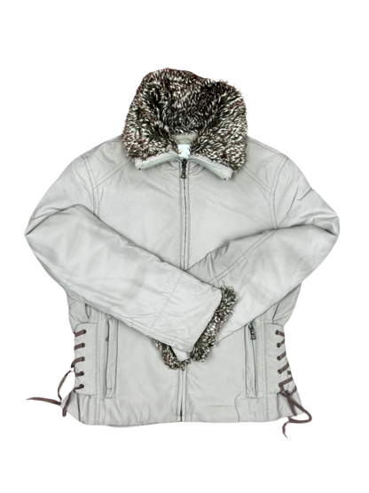 Preloved Premium Bomber & Puffer Jackets by Ming, Beige Polyester for Women - OTS Thrift Shop Islamabad Pakistan