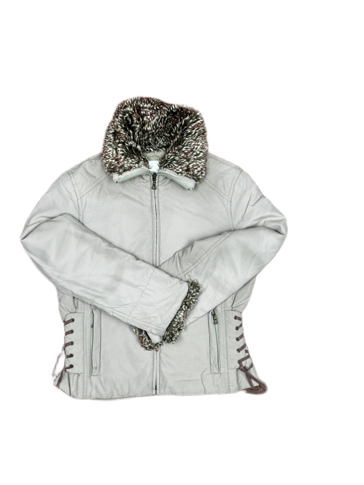 Beige Bomber & Puffer Jacket by Ming (WJKT-87)