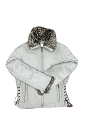 Beige Bomber & Puffer Jacket by Ming (WJKT-87)