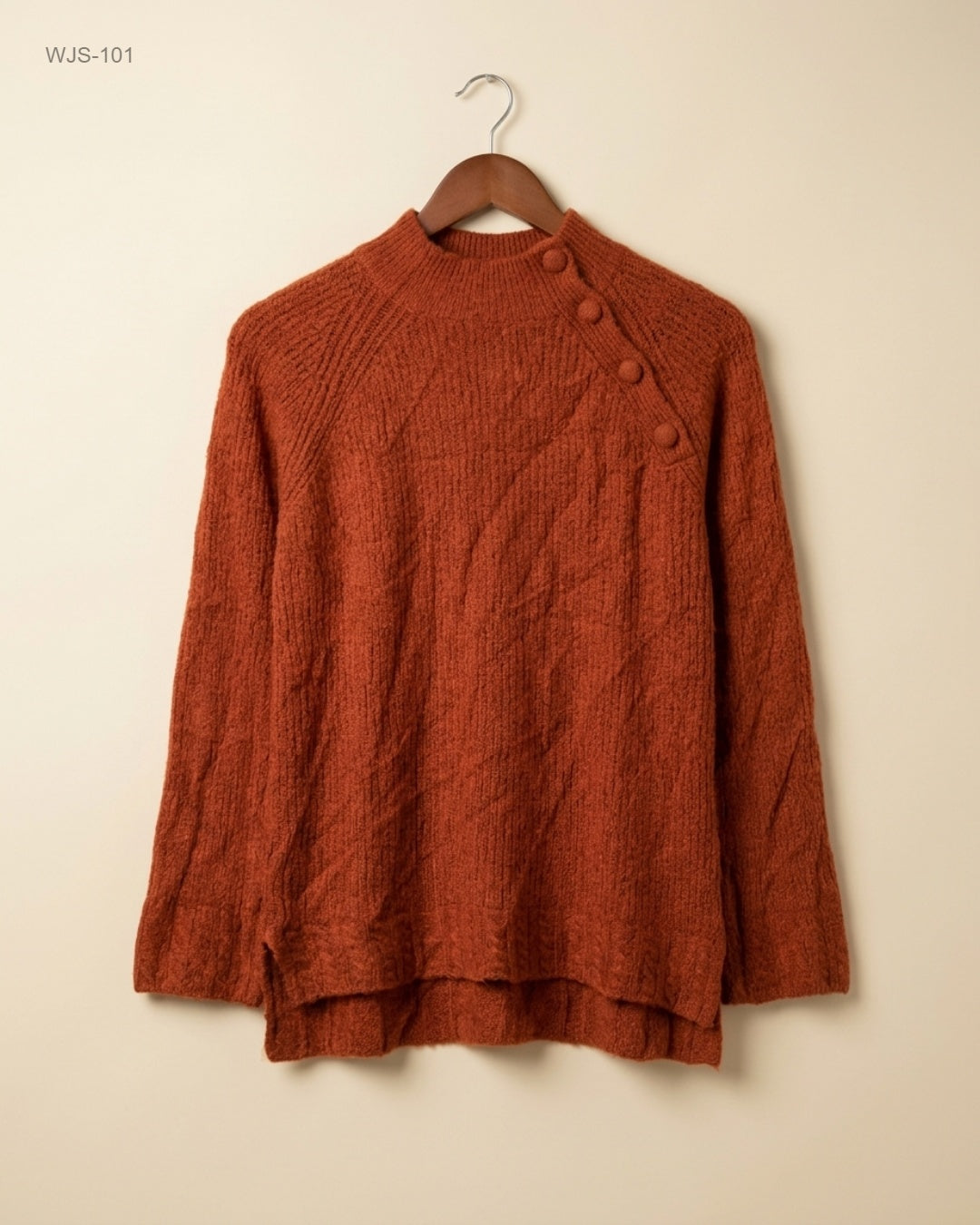 Love & Roses Mustard Mock-Neck Knit Sweater buy preloved clothing online Pakistan