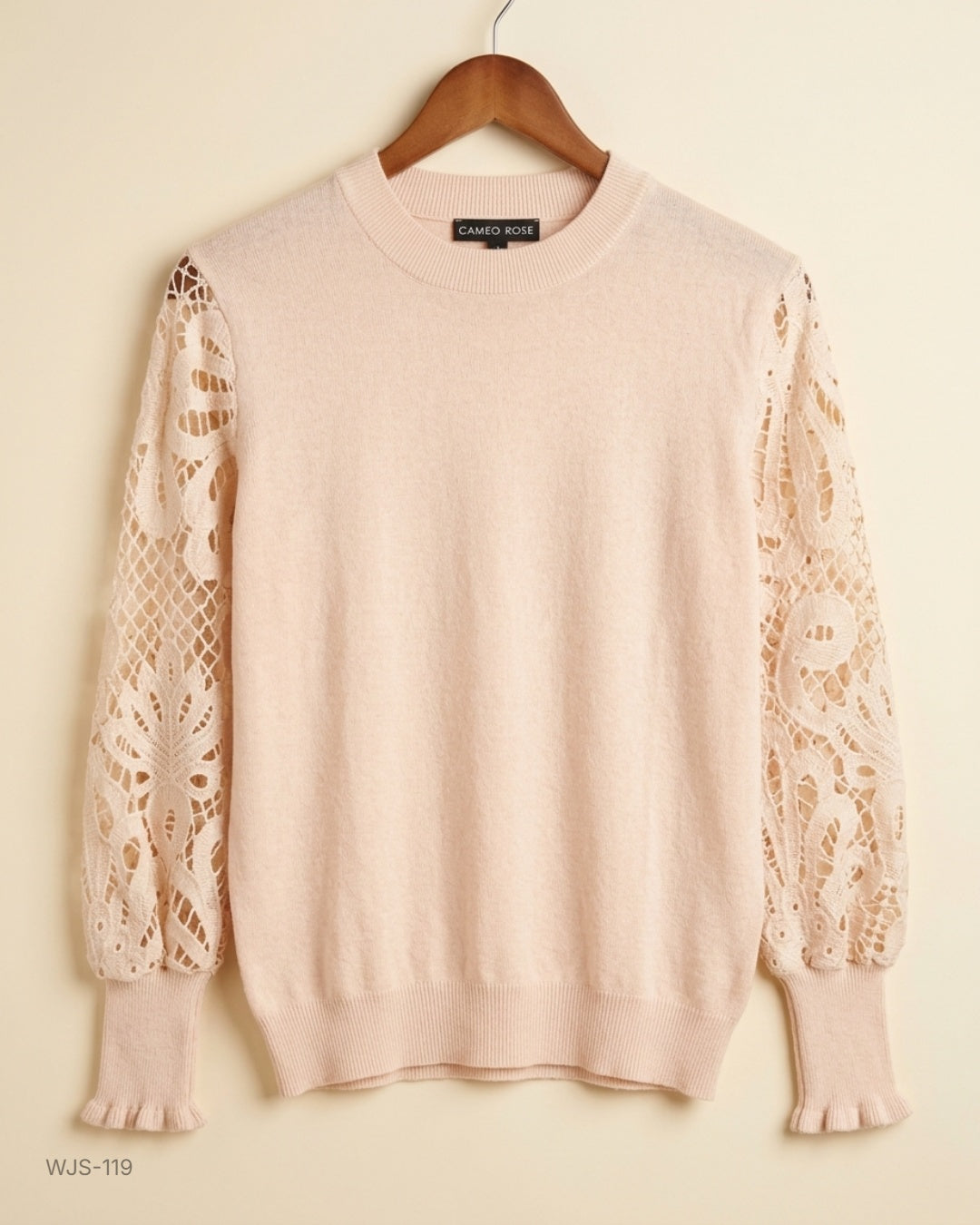 Cameo Rose (WJS-119) Lace Sleeve Knit Top