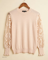 Cameo Rose (WJS-119) Lace Sleeve Knit Top