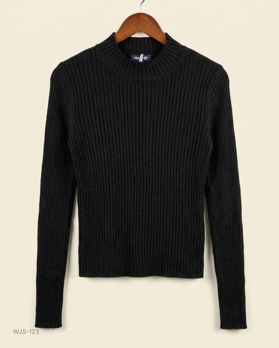 Stradivarius Black Ribbed Mock Neck Sweater buy preloved clothing online Pakistan